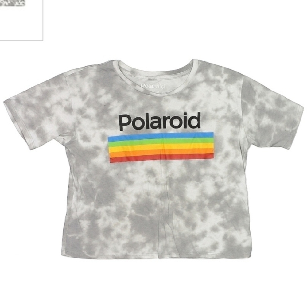 Polaroid Tie Dye Short Sleeve Graphic Retro Cropped Tee Shirt Girls XL 14-16 EUC